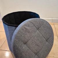 Pouf contenitore, sgabello tondo 