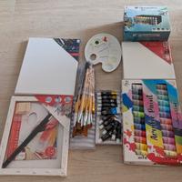 Colori, pennarelli, tempere e tele