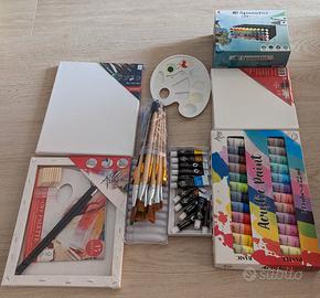 Colori, pennarelli, tempere e tele