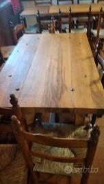 tavoli  di  castagno  e sedie  artigianali