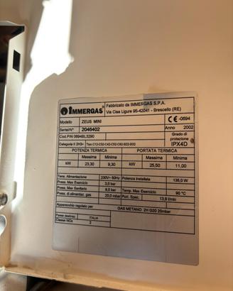 Scheda caldaia immergas zeus mini 24 kw