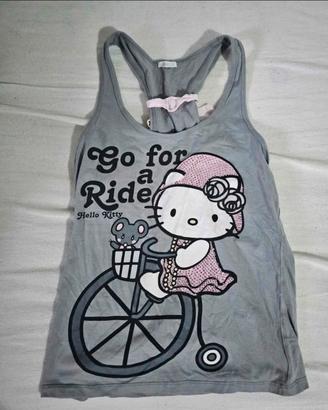 Canottiera Oysho x Hello Kitty grigia con glitter 