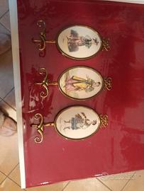 Appendiabiti ottone ceramica antiquariato