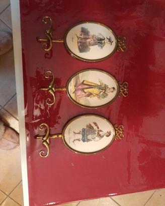 Appendiabiti ottone ceramica antiquariato