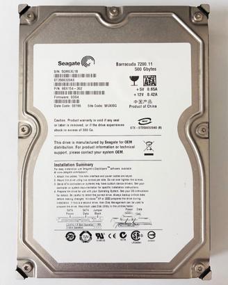 Hard Disk Interno 3.5" Barracuda 500GB 7200 RPM