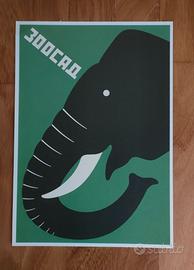 Poster Elefante Zoo Leningrado 1928 Stampa A4
