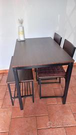 set tavolo, panca e due sedie