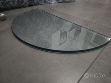 Mensola in vetro temperato a forma di mezza luna