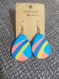 orecchini legno leggeri dipinti a mano 