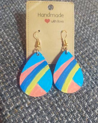 orecchini legno leggeri dipinti a mano 