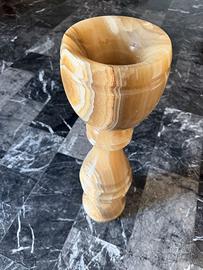 Colonna portavaso in onice miele vintage, h 77 cm