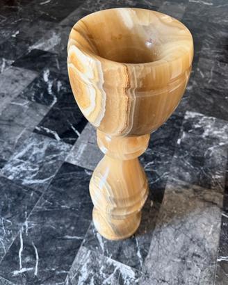 Colonna portavaso in onice miele vintage, h 77 cm