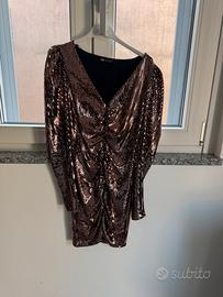 Abito corto di paillettes bronzo