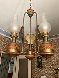 Lampadario con abat jour e punto luce a muro