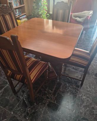 Tavolo Allungabile in Legno Massiccio con 6 Sedie