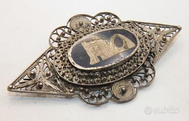 Splendida spilla antica filigrana argento