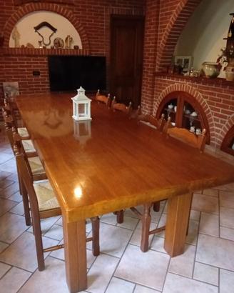 Tavolo massiccio in rovere 3x1m con 8 sedie