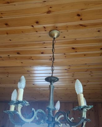 LAMPADARIO VINTAGE IN BRONZO 