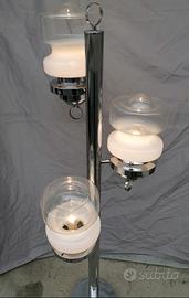 Piantana vintage in vetro e metallo cromato