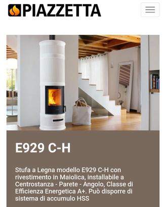 Stufa a legna in maiolica marca Piazzetta