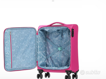 Trolley da cabina 4 ruote morbido  nuovo fucsia