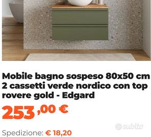 NUOVO sottolavabo bagno 80x50 verde
