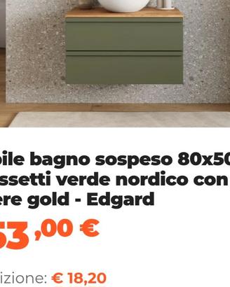 NUOVO sottolavabo bagno 80x50 verde
