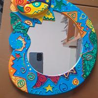 Specchio gatto dipinto a mano