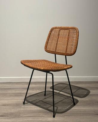 Chair Sedia midollino 1950 design nordico