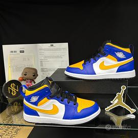 Jordan 1 mid Viola Giallo Bianco Nero EU32