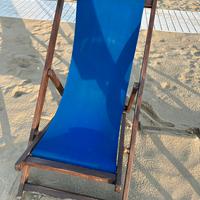 Sdraio mare in legno con tela in pvc blu