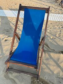 Sdraio mare in legno con tela in pvc blu