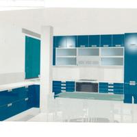 Cucina Laccata Blue Notte e ante Vetro/Alluminio