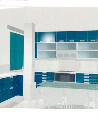 Cucina Laccata Blue Notte e ante Vetro/Alluminio