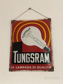 Insegna smaltata 1950 Tungsram lampadine lampada