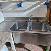 lavabo 2 fonfi grande in acciaio +gocciolatoio M2 