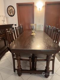 Tavolo soggiorno in legno massiccio + 6 sedie 650€
