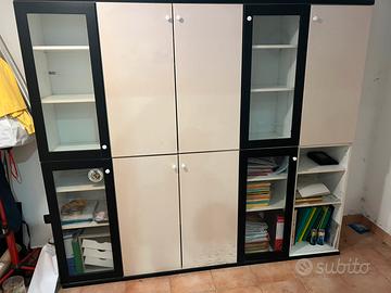 Armadio libreria con porte vetrate