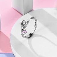 Anello Gatto in Argento 925 con Zampina Rosa