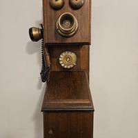 telefono disco rotella vintage legno parete muro