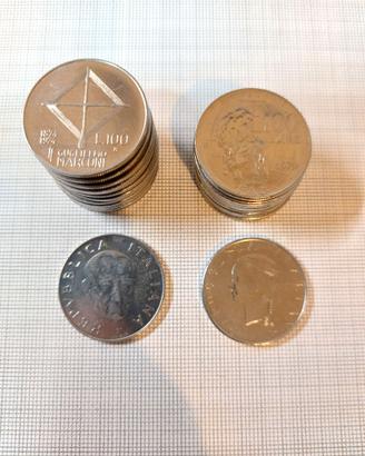 Lotto di 23 monete da 100 lire Marconi FAO '74 '79
