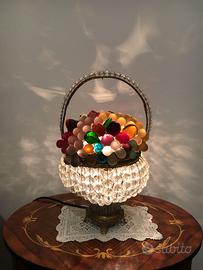 CESTINO/LAMPADA IN VETRO ARTISTICO CECO