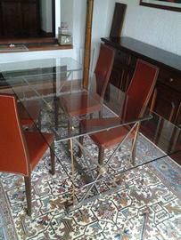 tavolo in ferro battuto e cristallo 200x90cm