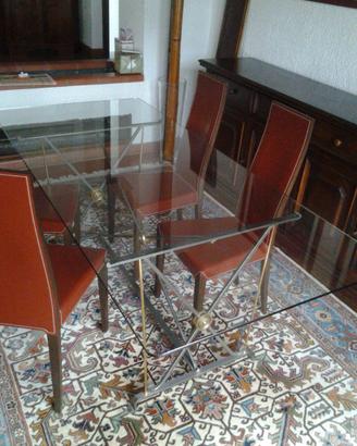 tavolo in ferro battuto e cristallo 200x90cm