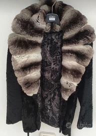 pelliccia astrakan con collo cincilla 