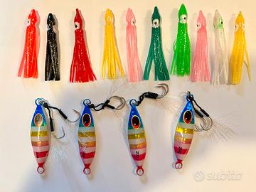 Serie di 4 metal jig + polipetti  per inchiku