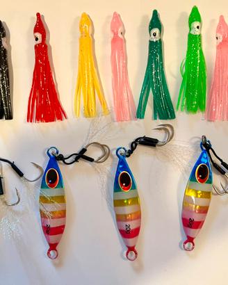 Serie di 4 metal jig + polipetti  per inchiku