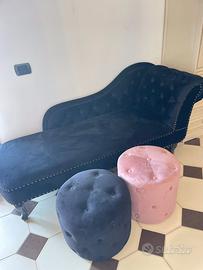 Chaise longue con 2 pouf