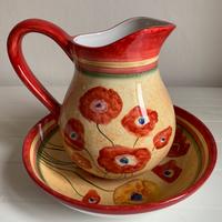 Brocca con vassoio dipinti a mano NUOVA