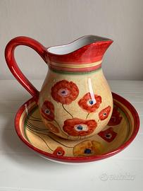 Brocca con vassoio dipinti a mano NUOVA